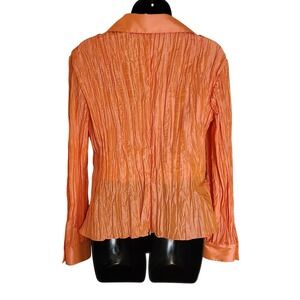 Vintage Jackie Jon Crinkle Tie-Front Blouse Long Sleeve Button Down Top‎ Size 10